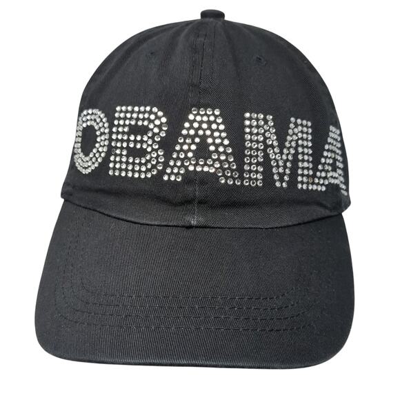 Obama Slideback Baseball Hat Black One Size Rhinestone Bling Decky - Picture 1 of 9
